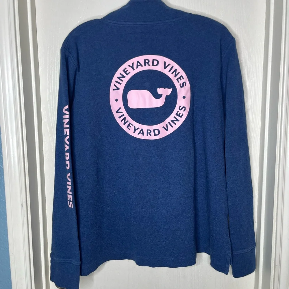 Vineyard Vines Blue 1/4 Snap Pullover with Pink Logo Size XL - Picture 2 of 6